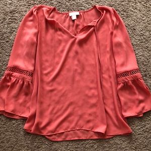 Loft peach long sleeve blouse